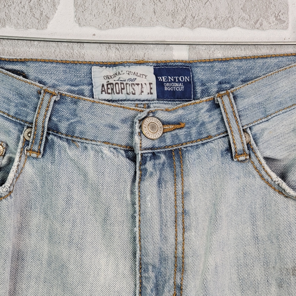 Aeropostale Benton Original Bootcut Wide Leg Thrashed Denim Jeans Men's Size 32 - Picture 10 of 16